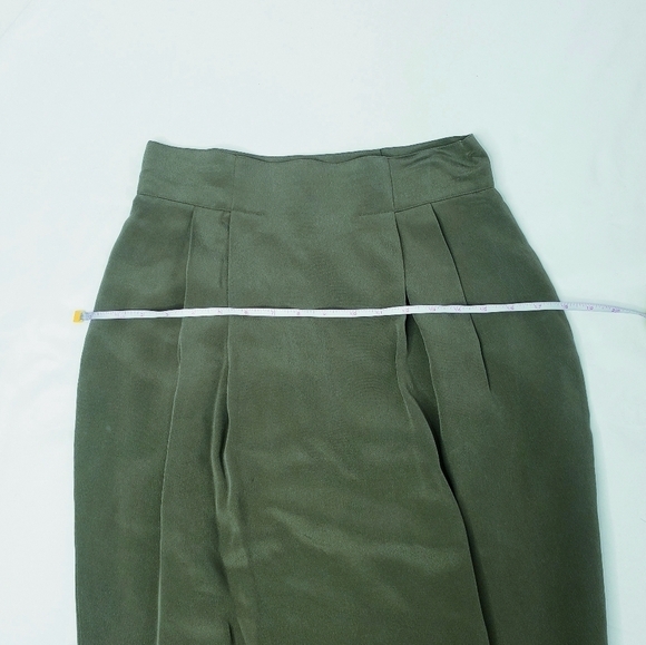 NWT Vintage Dana Buchman Washed Silk Career Skirt Olive Green - Picture 6 of 9
